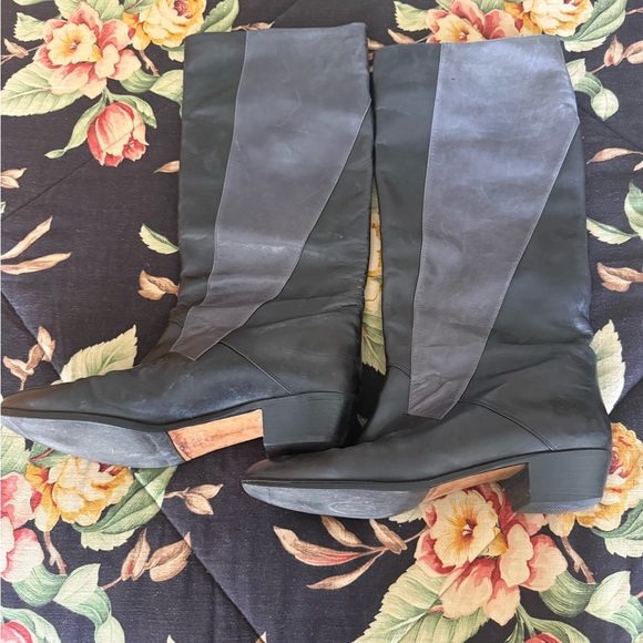 Johnston and Murphy Tall Black Grey Leather Boots 8.5 - Picture 2 of 7